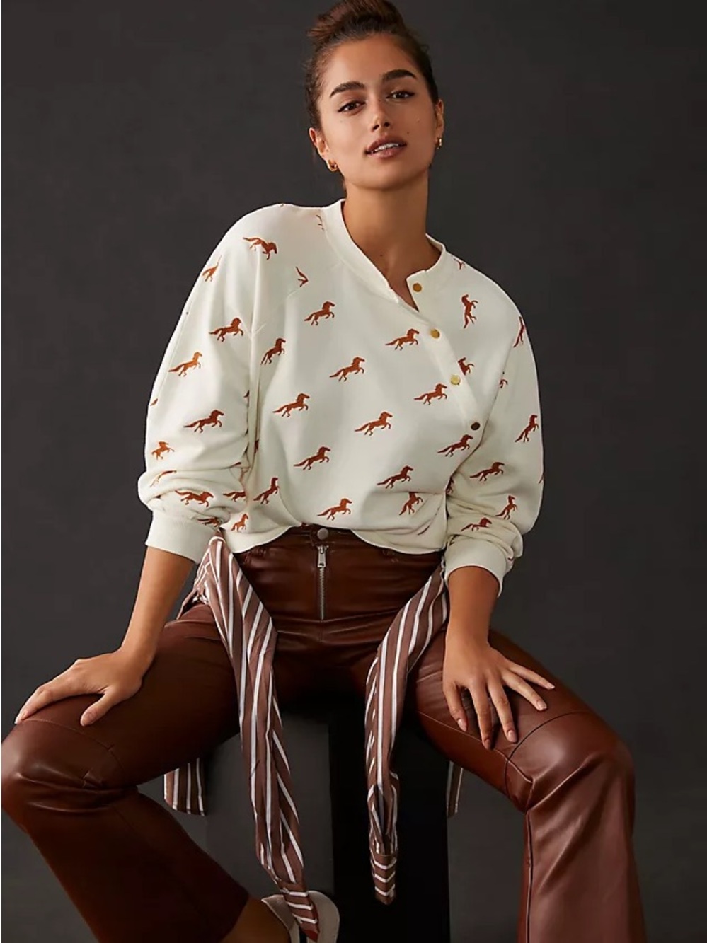 Maeve Button Front Sweatshirt